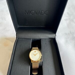 Movado Gold-Tone Watch with Mesh Band